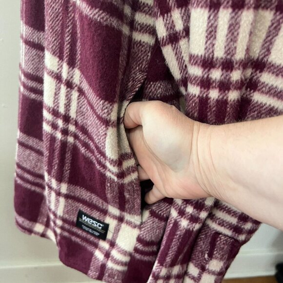 We are the Superlative Conspiracy WESC Shacket Purple Cream Plaid Shirt Jacket - Picture 4 of 11